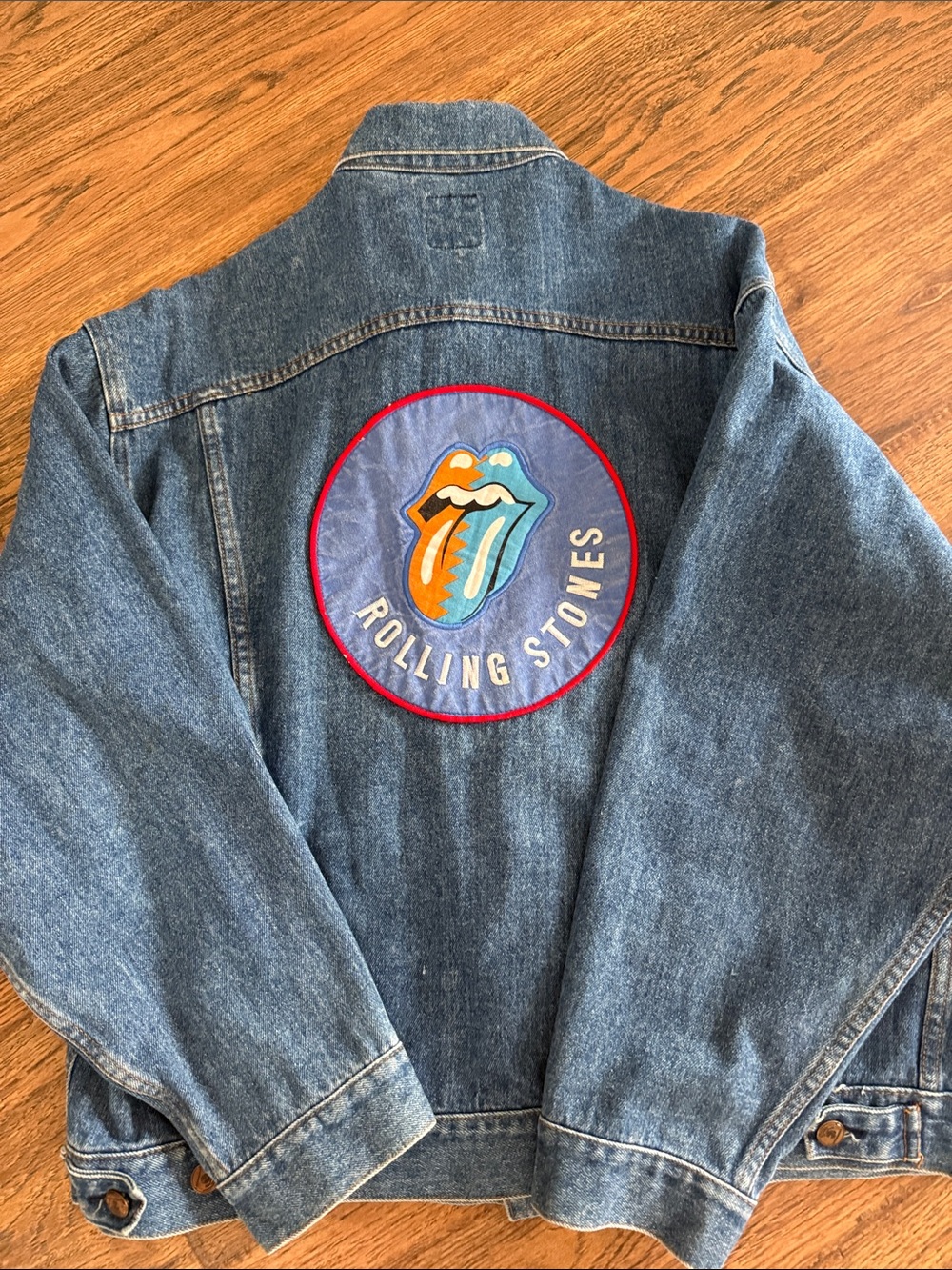 the Rolling Stones Medium Blue Denim Jacket with Flag Patch - Picture 5 of 5